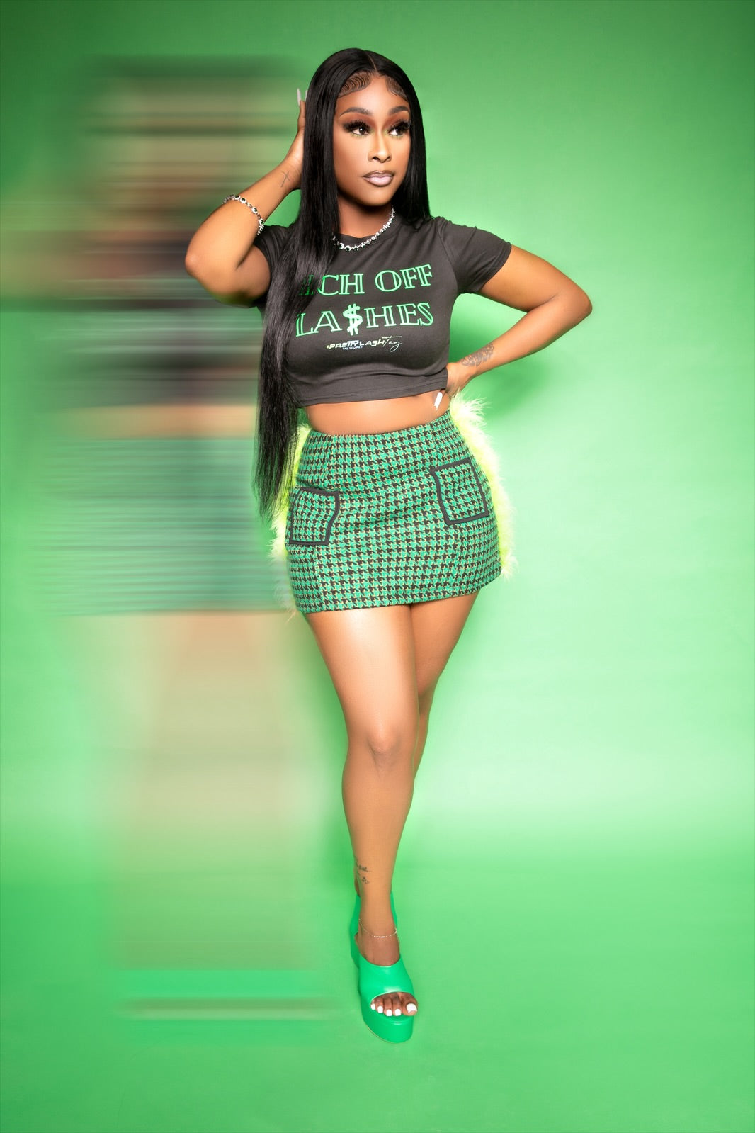 “Rich Off Lashes” Fitted Crop Top